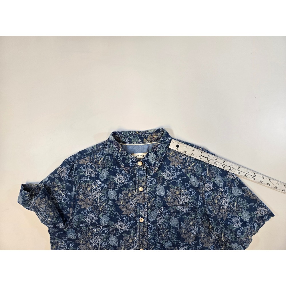 Fat Face Mens Large Blue Floral Botanical Cotton Short Sleeve Button Down Shirt - Picture 8 of 12